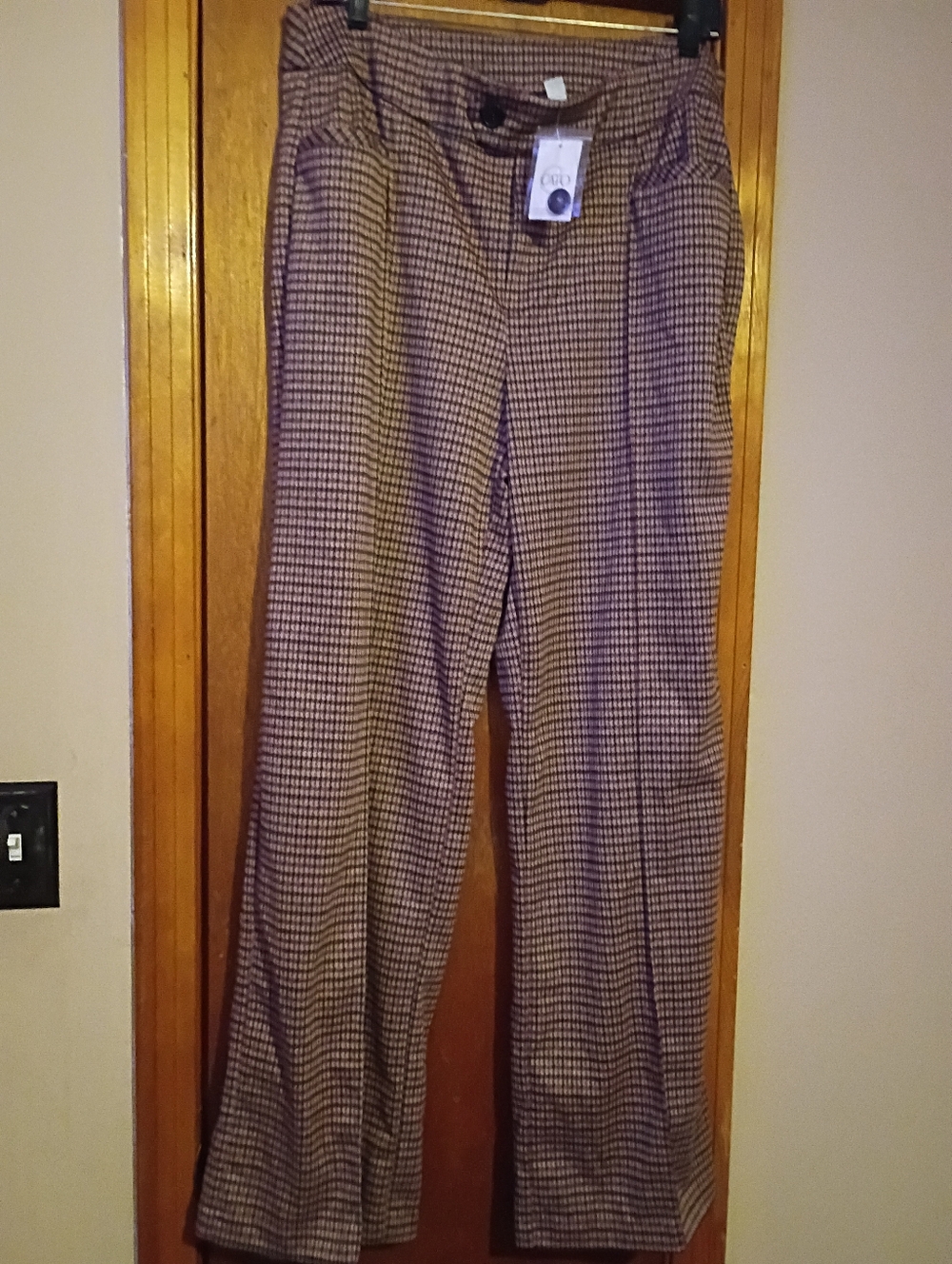 Cato Women Brown Check Dress Pants